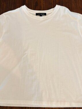 LOFT Versa Relaxed Jersey Crew Neck Tee, White Short Sleeve  XL